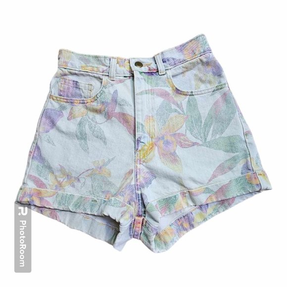 American Apparel Pants - American Apparel High Waisted Floral Jean Shorts Size 27